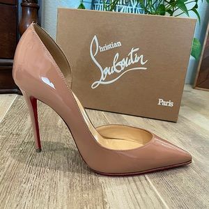 Christian Louboutin Iriza 100 Patent Nude D’orsay Pumps
